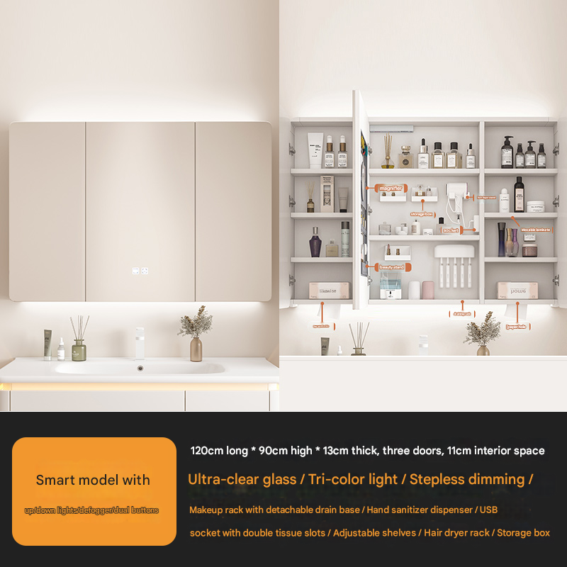 Elegant Luxury Curved Large Mirror Cabinet