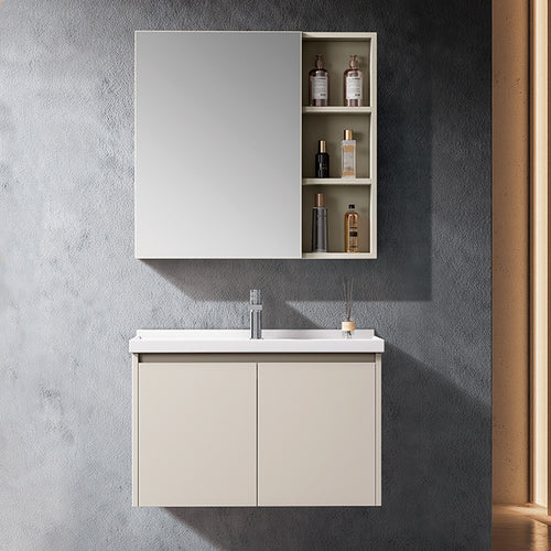 Cream-Style Villa Smart Bathroom Vanity Set - Stainless Steel Painted Wall-Mounted, High-End White Mirror Cabinet with Bathroom Storage