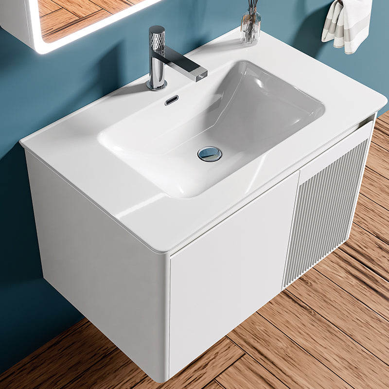 Custom Full-Height Mirror Cabinet + Integrated Ceramic Basin Bathroom Vanity Set - Stainless Steel, Smart Beauty Storage with Drain Board