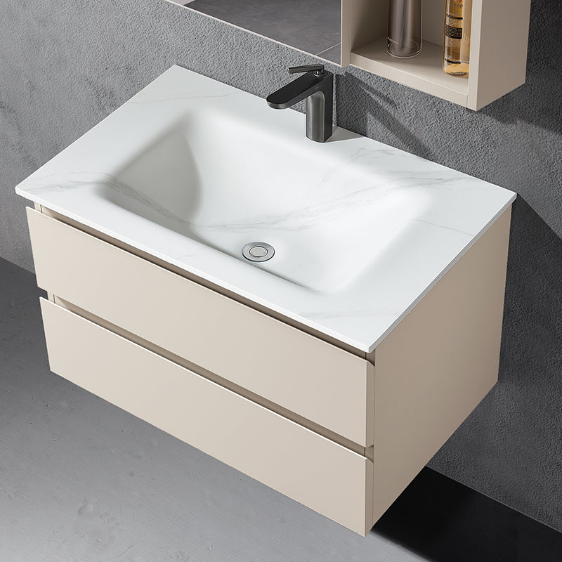 High-End Grey Stainless Steel Bathroom Vanity Set - Integrated Ceramic Basin Washstand with Smart LED Lighted Beauty Storage Mirror Cabinet