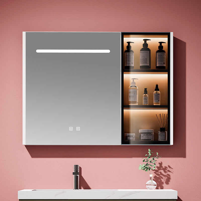 Stainless Steel Bathroom Vanity Set - Integrated Ceramic Basin Washstand with Smart LED Lighted Beauty Storage Mirror Cabinet