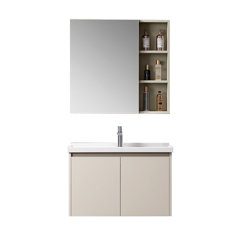 Cream-Style Villa Smart Bathroom Vanity Set - Stainless Steel Painted Wall-Mounted, High-End White Mirror Cabinet with Bathroom Storage