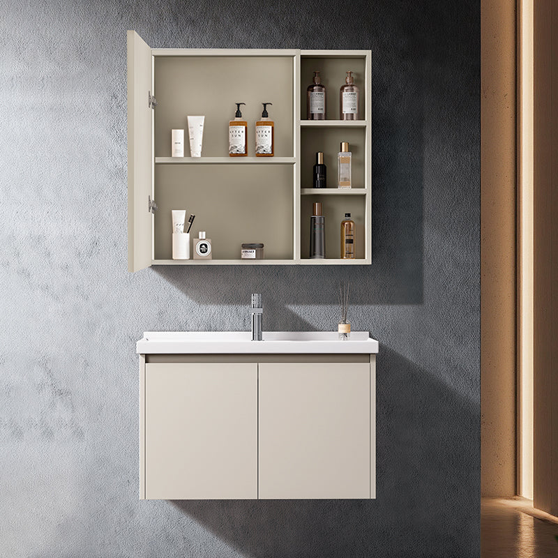 Cream-Style Villa Smart Bathroom Vanity Set - Stainless Steel Painted Wall-Mounted, High-End White Mirror Cabinet with Bathroom Storage